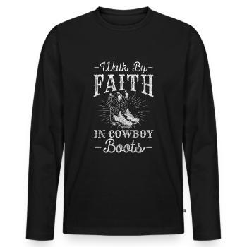 Cowboy Law Bandits Brave - T-shirt manches longues Premium bio Homme - noir - Devant - Nico (187cm)