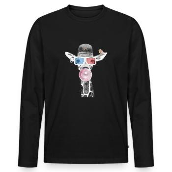 Girafe de hipster - T-shirt manches longues Premium bio Homme - noir - Devant - Nico (187cm)