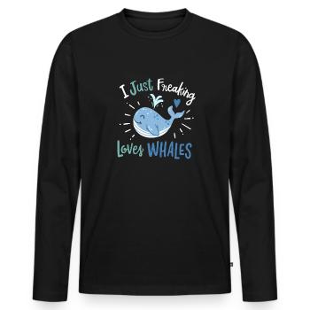 Ich liebe Wale einfach wahnsinnig - Männer Premium Bio Langarmshirt - Schwarz - Vorne - Nico (187cm)