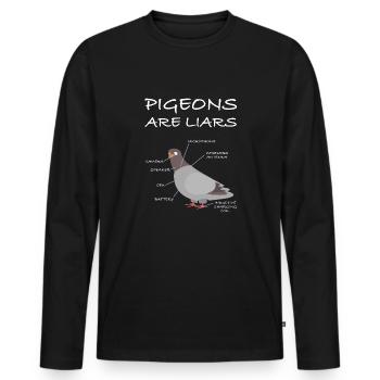 Pigeons are liars | Spy, funny sayings, animals - Men's Premium Organic Long Sleeve Shirt - black - Front - Nico (187cm)