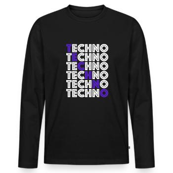 Techno | Tomorrowland, Festival, Open Air, Music - Men's Premium Organic Long Sleeve Shirt - black - Front - Nico (187cm)