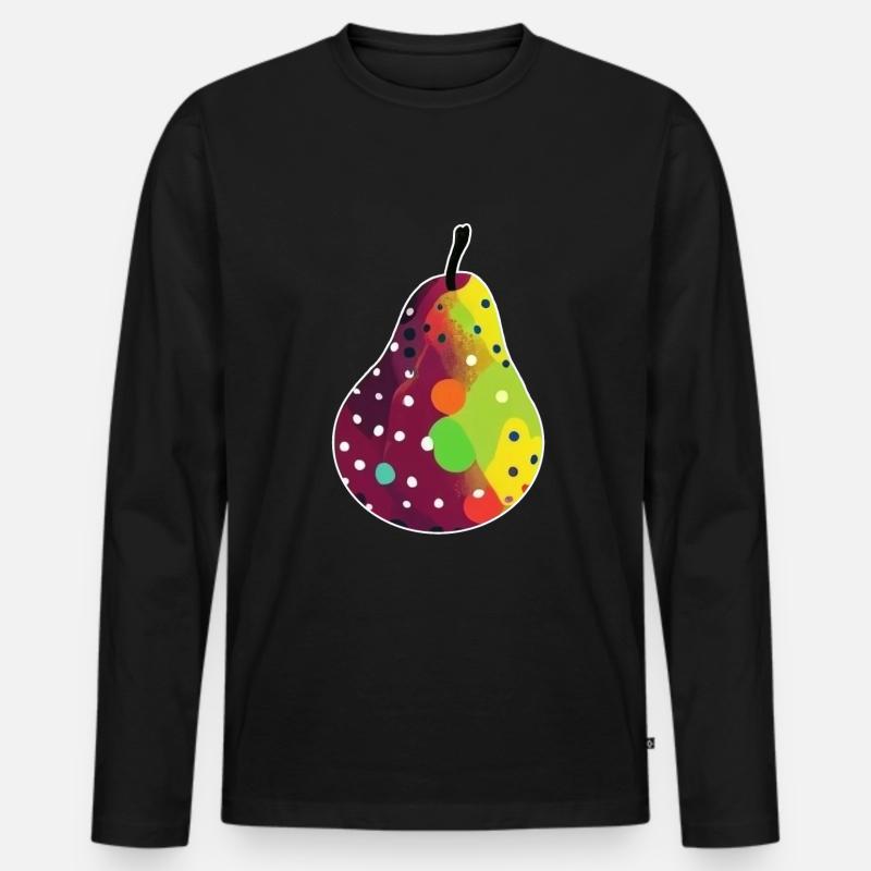 BIRNE POP ART - Männer Premium Bio Langarmshirt - Schwarz
