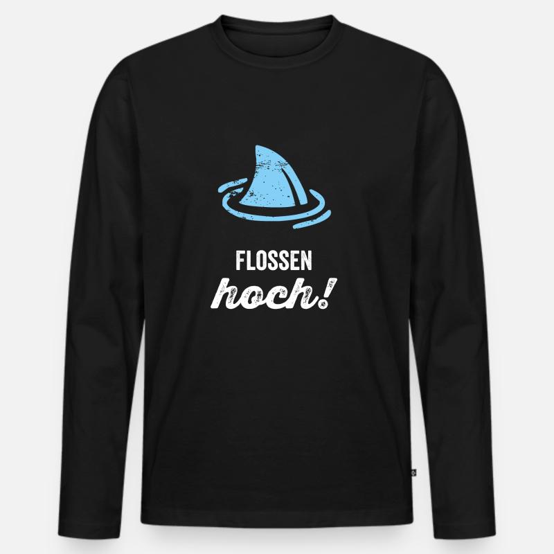 Flossen Hoch! - Männer Premium Bio Langarmshirt - Schwarz