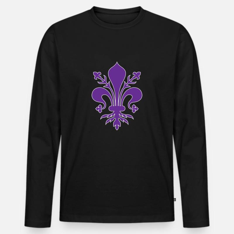 Giglio Firenze Viola - Männer Premium Bio Langarmshirt - Schwarz