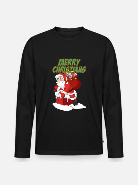 Weihnachtsmann - Männer Premium Bio Langarmshirt - Schwarz