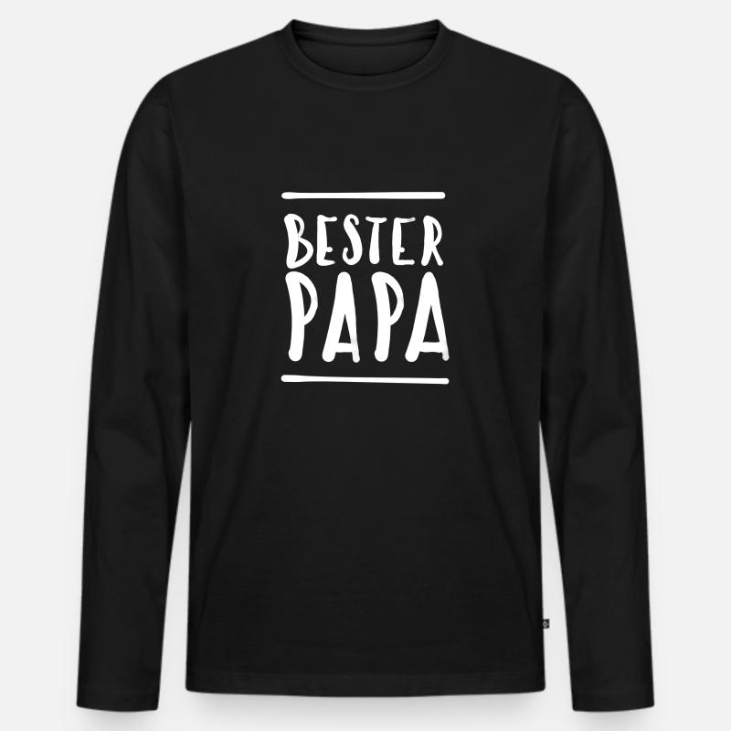 Bester Papa - Männer Premium Bio Langarmshirt - Schwarz