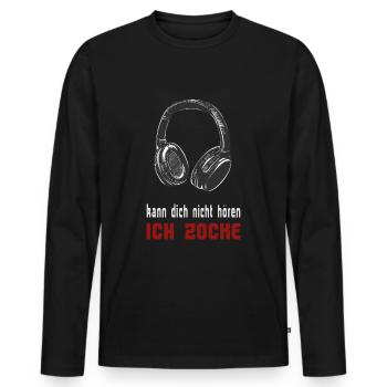Kopfhörer Gaming Headset Gamer Zocker Geschenk - Männer Premium Bio Langarmshirt - Schwarz - Vorne - Nico (187cm)