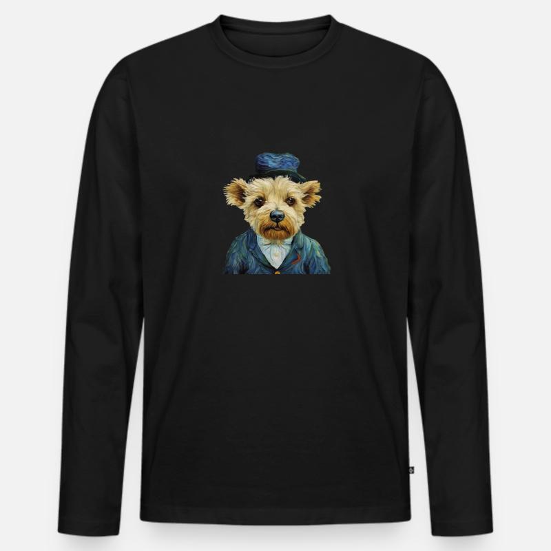 Büste eines Hundes im Kostüm - Männer Premium Bio Langarmshirt - Schwarz