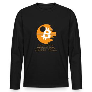 Bitcoin Star and Wars 2018 - Todesstern - Krypto - Männer Premium Bio Langarmshirt - Schwarz - Vorne - Nico (187cm)