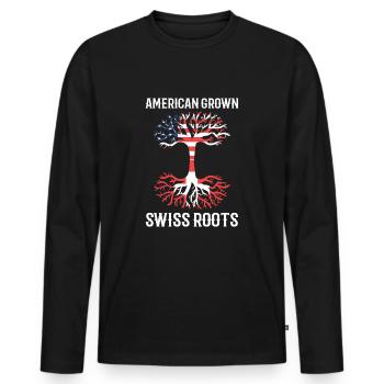 Schweiz Schweizer Schweizerdeutsch - Männer Premium Bio Langarmshirt - Schwarz - Vorne - Nico (187cm)