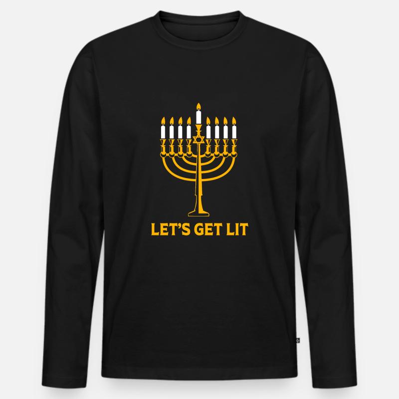 Chanukkah - Männer Premium Bio Langarmshirt - Schwarz