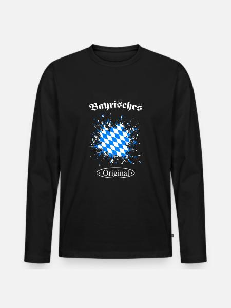 Bayrisches Original Bayern Bavaria - Männer Premium Bio Langarmshirt - Schwarz