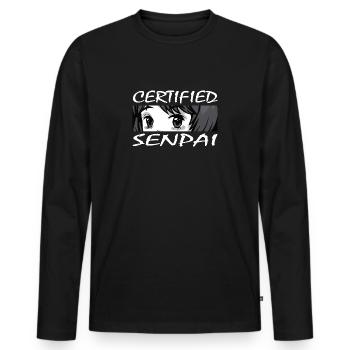 Certified Senpai Anime Manga Zertifizierter Senpai - Männer Premium Bio Langarmshirt - Schwarz - Vorne - Nico (187cm)
