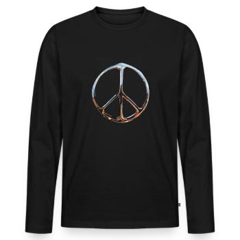 Peace Sign Peace Peace Chrome - Men's Premium Organic Long Sleeve Shirt - black - Front - Nico (187cm)