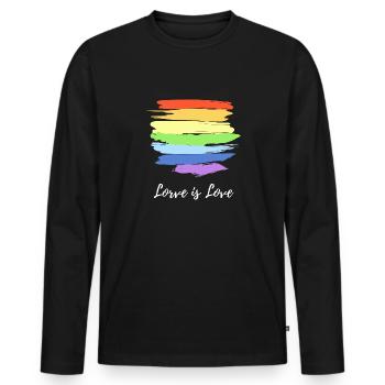 LGBT Gay Shirt Rainbow Lesbian Pride Shirts - Men's Premium Organic Long Sleeve Shirt - black - Front - Nico (187cm)