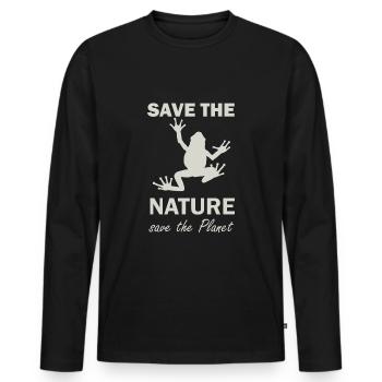 save the nature save the planet naturschutz - T-shirt manches longues Premium bio Homme - noir - Devant - Nico (187cm)
