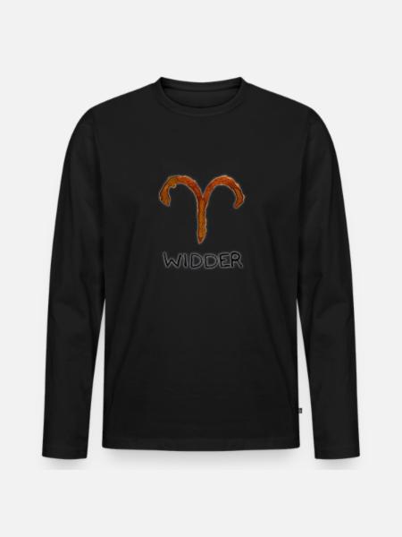 Sternzeichen Widder - Männer Premium Bio Langarmshirt - Schwarz