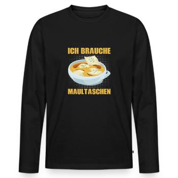ICH BRAUCHE MAULTASCHEN - Männer Premium Bio Langarmshirt - Schwarz - Vorne - Nico (187cm)