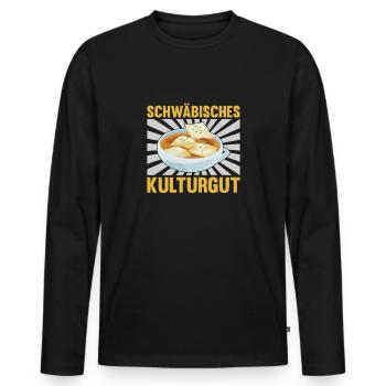 SCHWÄBISCHES KULTURGUT - Männer Premium Bio Langarmshirt - Schwarz - Vorne - Nico (187cm)