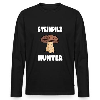 Steinpilz Pilzsammler Pilz Hunter - Männer Premium Bio Langarmshirt - Schwarz - Vorne - Nico (187cm)