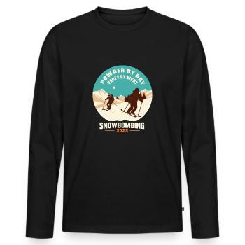 Bombardement de neige 2025 - T-shirt manches longues Premium bio Homme - noir - Devant - Nico (187cm)