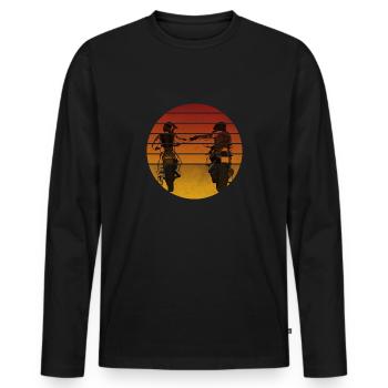 Motorrad Motorcross Motorradfahrer Bikers Vintage - Männer Premium Bio Langarmshirt - Schwarz - Vorne - Nico (187cm)
