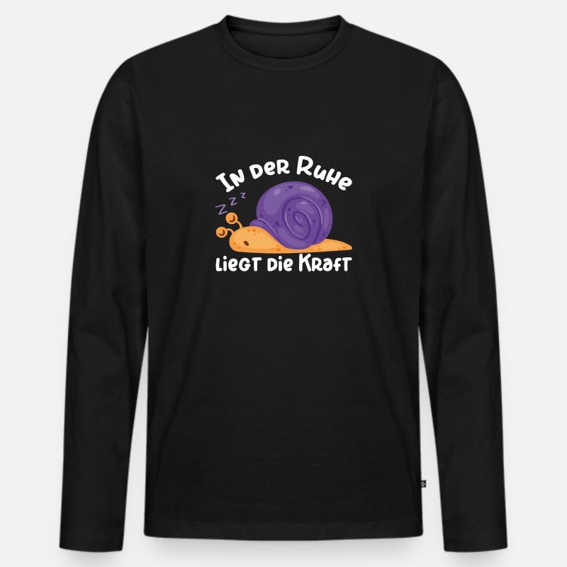Schlafende Schnecke - Männer Premium Bio Langarmshirt - Schwarz