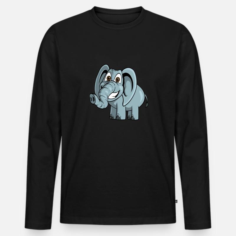 Niedlicher Elefant - Männer Premium Bio Langarmshirt - Schwarz
