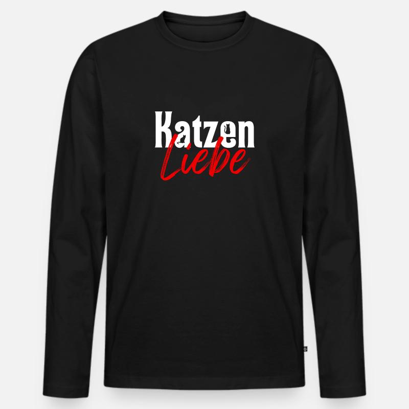 Katzenliebe - Männer Premium Bio Langarmshirt - Schwarz