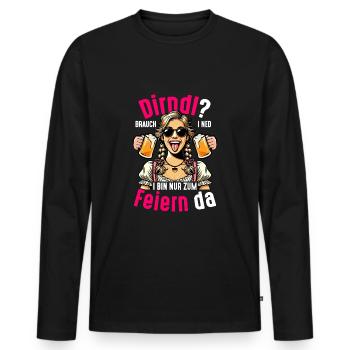 Dirndl Brauch I Ned I Bin Nur Zum Feiern Da Bier - Männer Premium Bio Langarmshirt - Schwarz - Vorne - Nico (187cm)