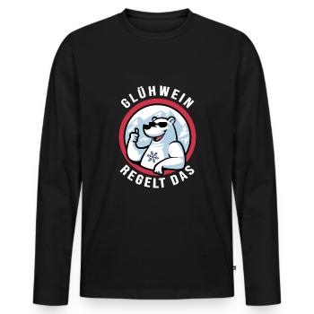 Winterbaden & Gühwein Eisbader Winterparty - Männer Premium Bio Langarmshirt - Schwarz - Vorne - Nico (187cm)