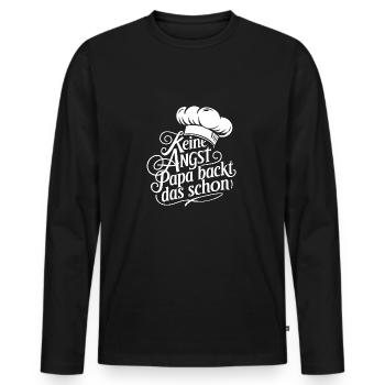 Papa backt das schon - Männer Premium Bio Langarmshirt - Schwarz - Vorne - Nico (187cm)