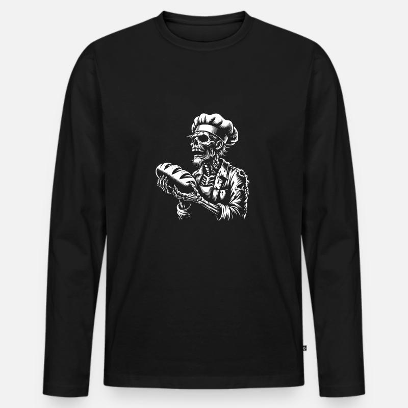Zombie Bäcker gruseliger Bäcker - Männer Premium Bio Langarmshirt - Schwarz