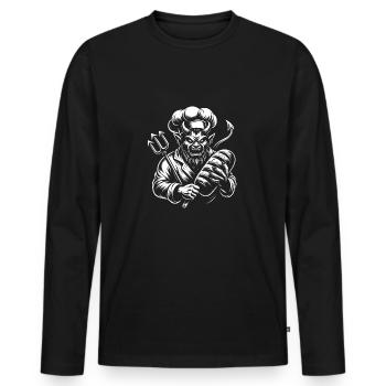 Teufel mit Bäckermütze - teuflisch guter Bäcker - Männer Premium Bio Langarmshirt - Schwarz - Vorne - Nico (187cm)