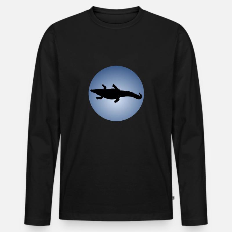 Echse Schädel Panzer - Männer Premium Bio Langarmshirt - Schwarz