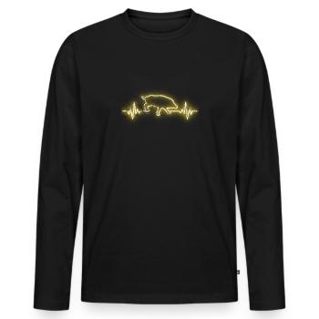 Chasse de sanglier chien de chasse - T-shirt manches longues Premium bio Homme - noir - Devant - Nico (187cm)