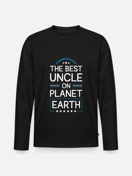Bester Onkel Spruch - Männer Premium Bio Langarmshirt - Schwarz