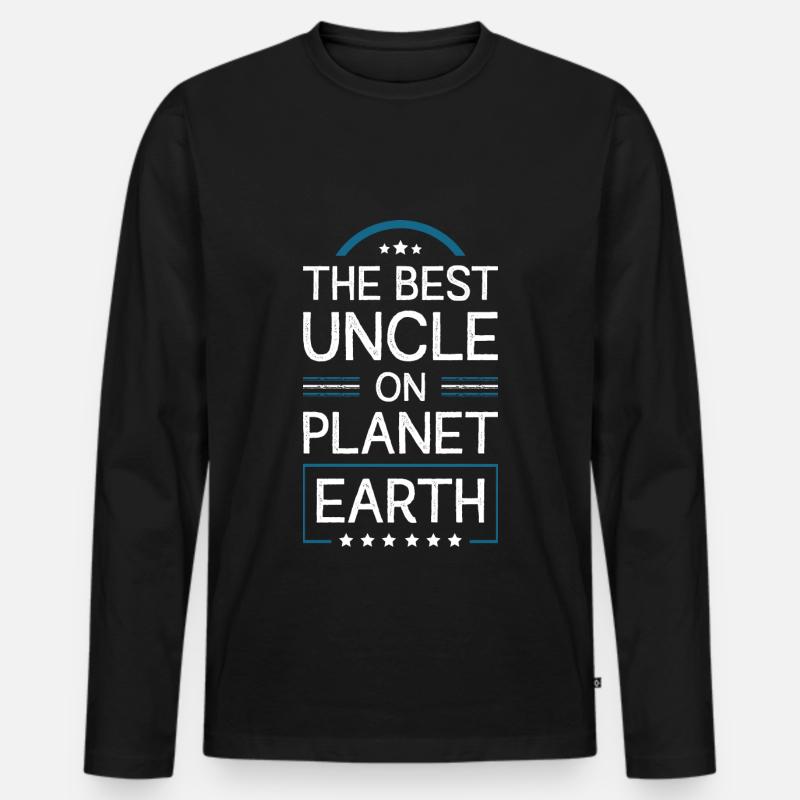 Bester Onkel Spruch - Männer Premium Bio Langarmshirt - Schwarz