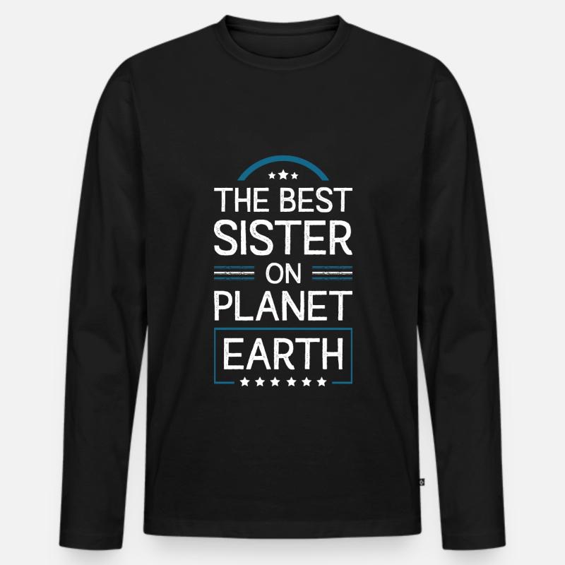 Beste Schwester Spruch - Männer Premium Bio Langarmshirt - Schwarz