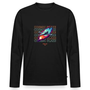Cosmic Blaze - Men's Premium Organic Long Sleeve Shirt - black - Front - Nico (187cm)