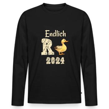 Rente 2024 mit Ente Rentner Ruhestand | R Ente - Männer Premium Bio Langarmshirt - Schwarz - Vorne - Nico (187cm)