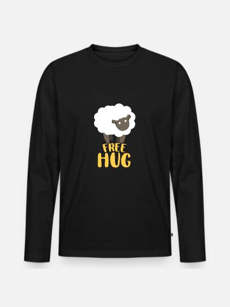 Hug Sheep - Men's Premium Organic Long Sleeve Shirt - black