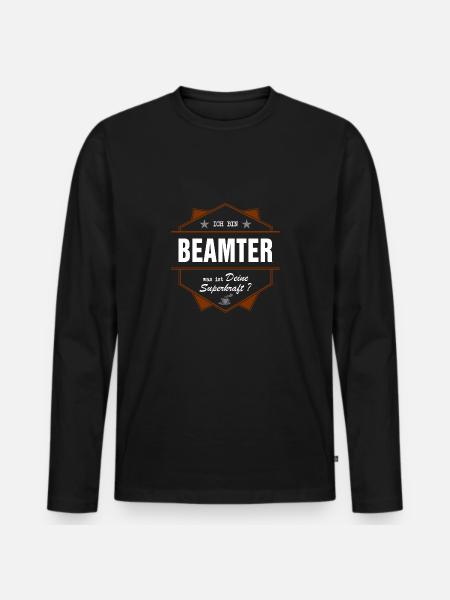Beamter Superkraft hell - Männer Premium Bio Langarmshirt - Schwarz