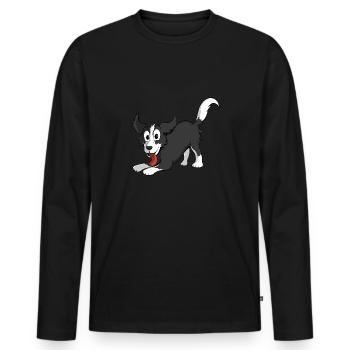 Cute cartoon dog for dog owners - Men's Premium Organic Long Sleeve Shirt - black - Front - Nico (187cm)