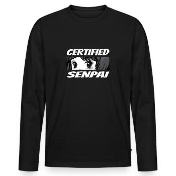 Certified Senpai Anime Manga Zertifizierter Senpai - Männer Premium Bio Langarmshirt - Schwarz - Vorne - Nico (187cm)