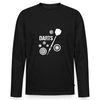 Darts Dart - Männer Premium Bio Langarmshirt - Schwarz - Vorne - Nico (187cm)