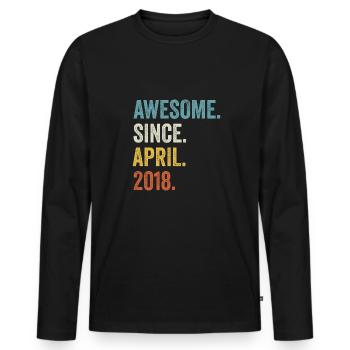 Awesome Since April 2018 4th Birthday - Men's Premium Organic Long Sleeve Shirt - black - Front - Nico (187cm)