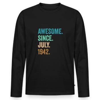 80 Years Old Awesome Since July 1942 80th Birthday - Men's Premium Organic Long Sleeve Shirt - black - Front - Nico (187cm)