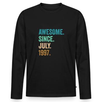 Génial depuis juillet 1997 25ème anniversaire - T-shirt manches longues Premium bio Homme - noir - Devant - Nico (187cm)