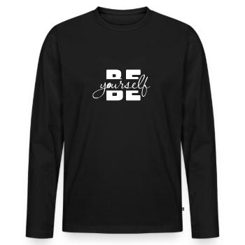 be yourself, Coffee-T-Shirt - Männer Premium Bio Langarmshirt - Schwarz - Vorne - Nico (187cm)